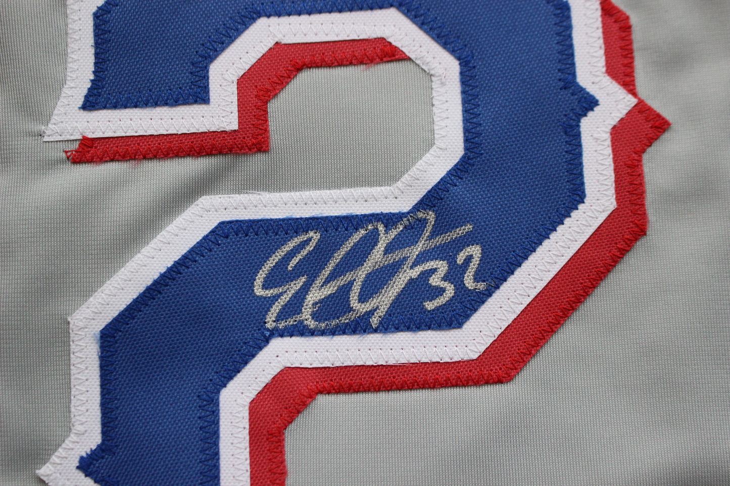 EVAN CARTER TEXAS RANGERS SIGNED BASEBALL GREY JERSEY BAS COA