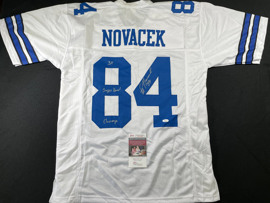 JAY NOVACEK DALLAS COWBOYS SIGNED HOME JERSEY w/INSC Wyoming JSA