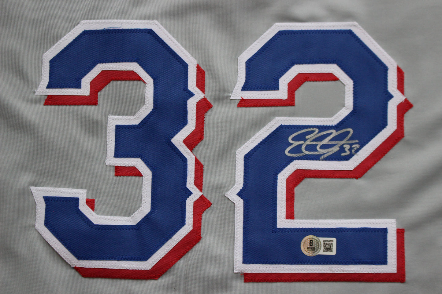 EVAN CARTER TEXAS RANGERS SIGNED BASEBALL GREY JERSEY BAS COA