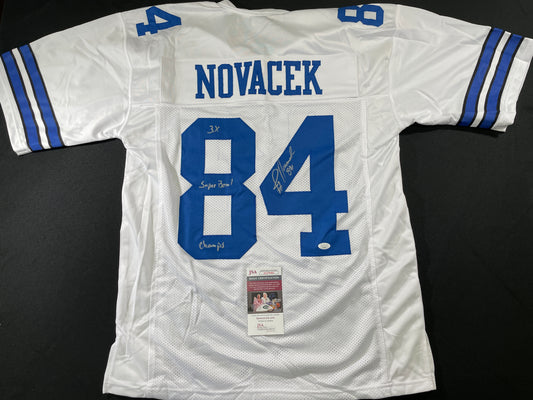 JAY NOVACEK DALLAS COWBOYS SIGNED HOME JERSEY w/INSC Wyoming JSA