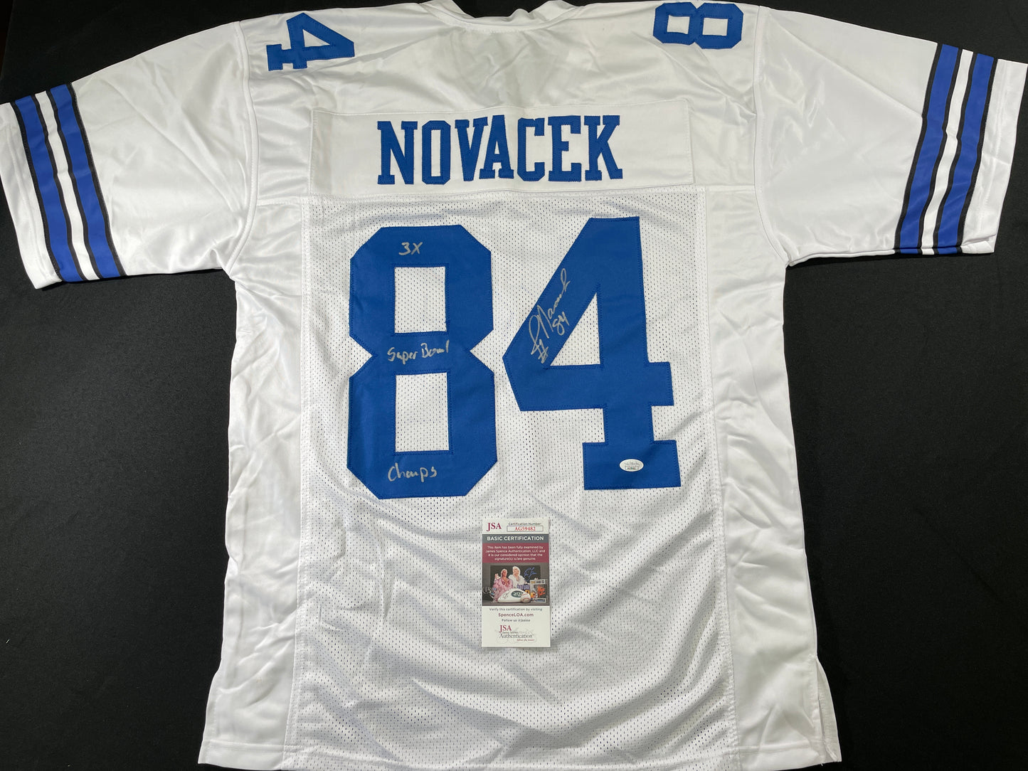 JAY NOVACEK DALLAS COWBOYS SIGNED HOME JERSEY w/INSC Wyoming JSA