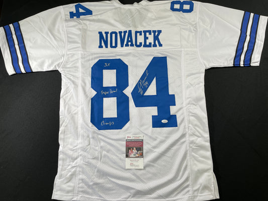 JAY NOVACEK DALLAS COWBOYS SIGNED HOME JERSEY w/INSC Wyoming JSA