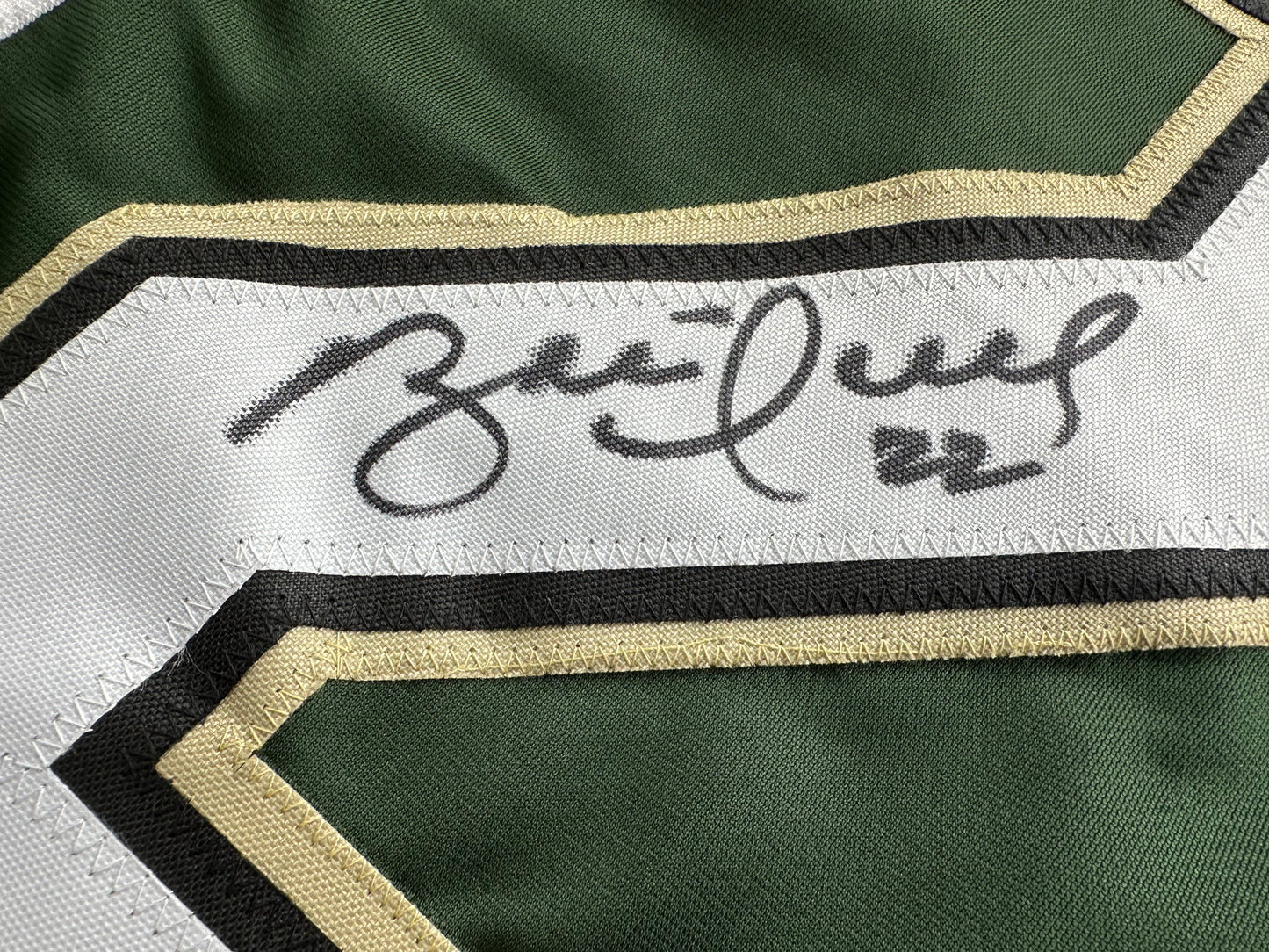 BRETT HULL SIGNED GREEN HOCKEY JERSEY Dallas Stars BAS