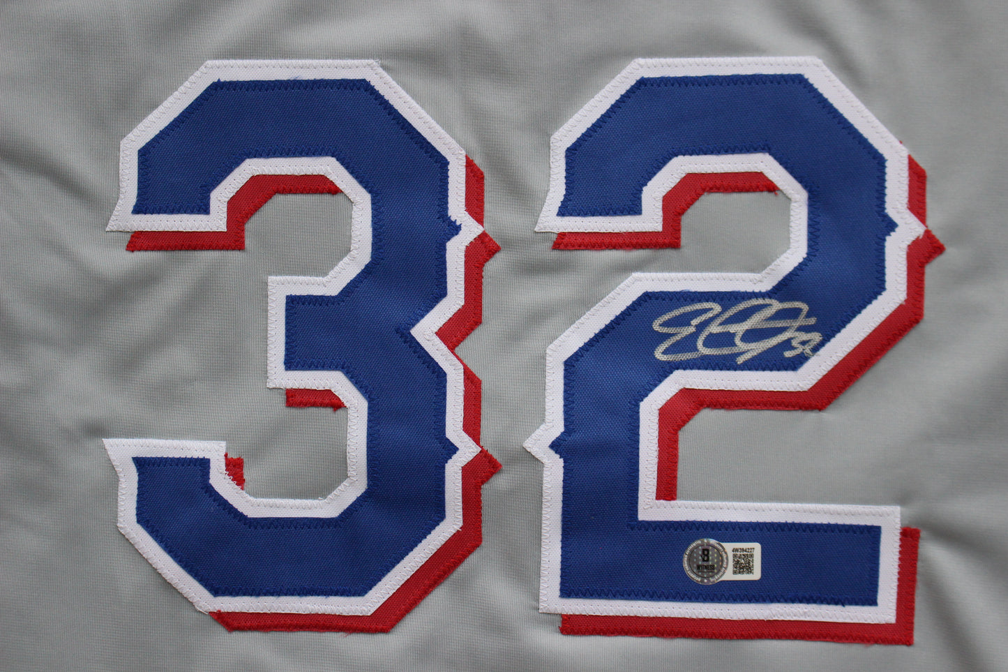 EVAN CARTER TEXAS RANGERS SIGNED BASEBALL GREY JERSEY BAS COA