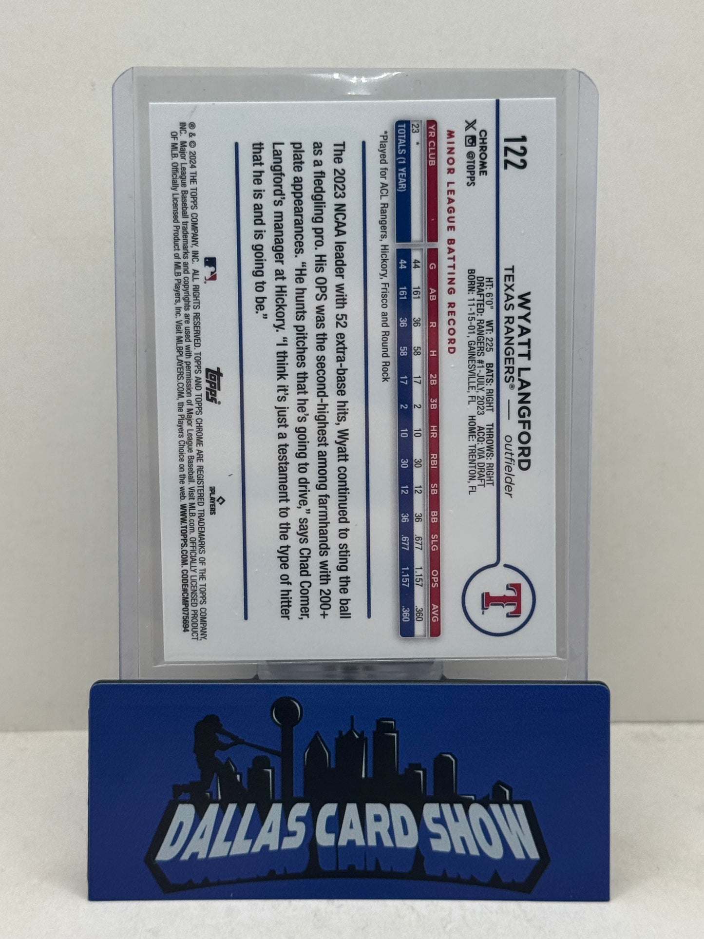 2024 Topps Chrome #122 Wyatt Langford Aqua Rookie RC /199