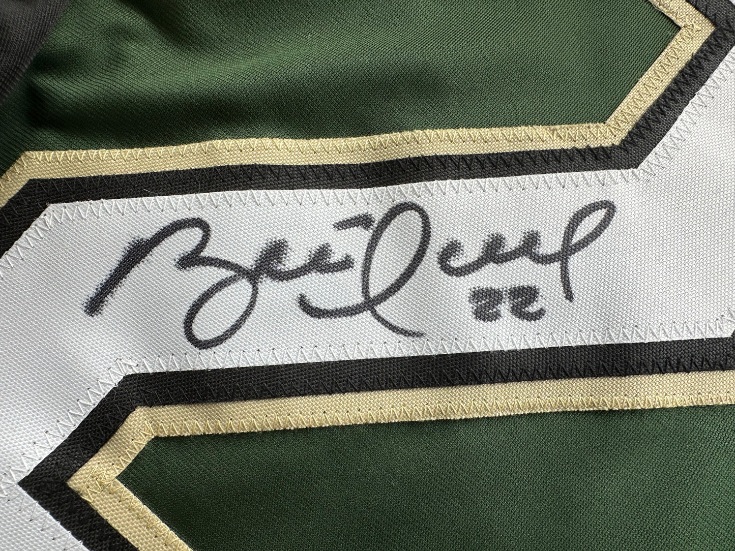 BRETT HULL SIGNED GREEN HOCKEY JERSEY Dallas Stars BAS
