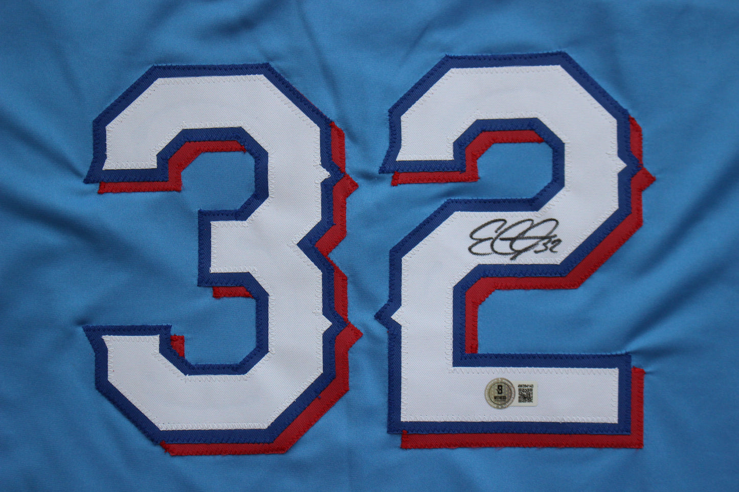 EVAN CARTER TEXAS RANGERS SIGNED ALT LIGHT BLUE JERSET BAS COA