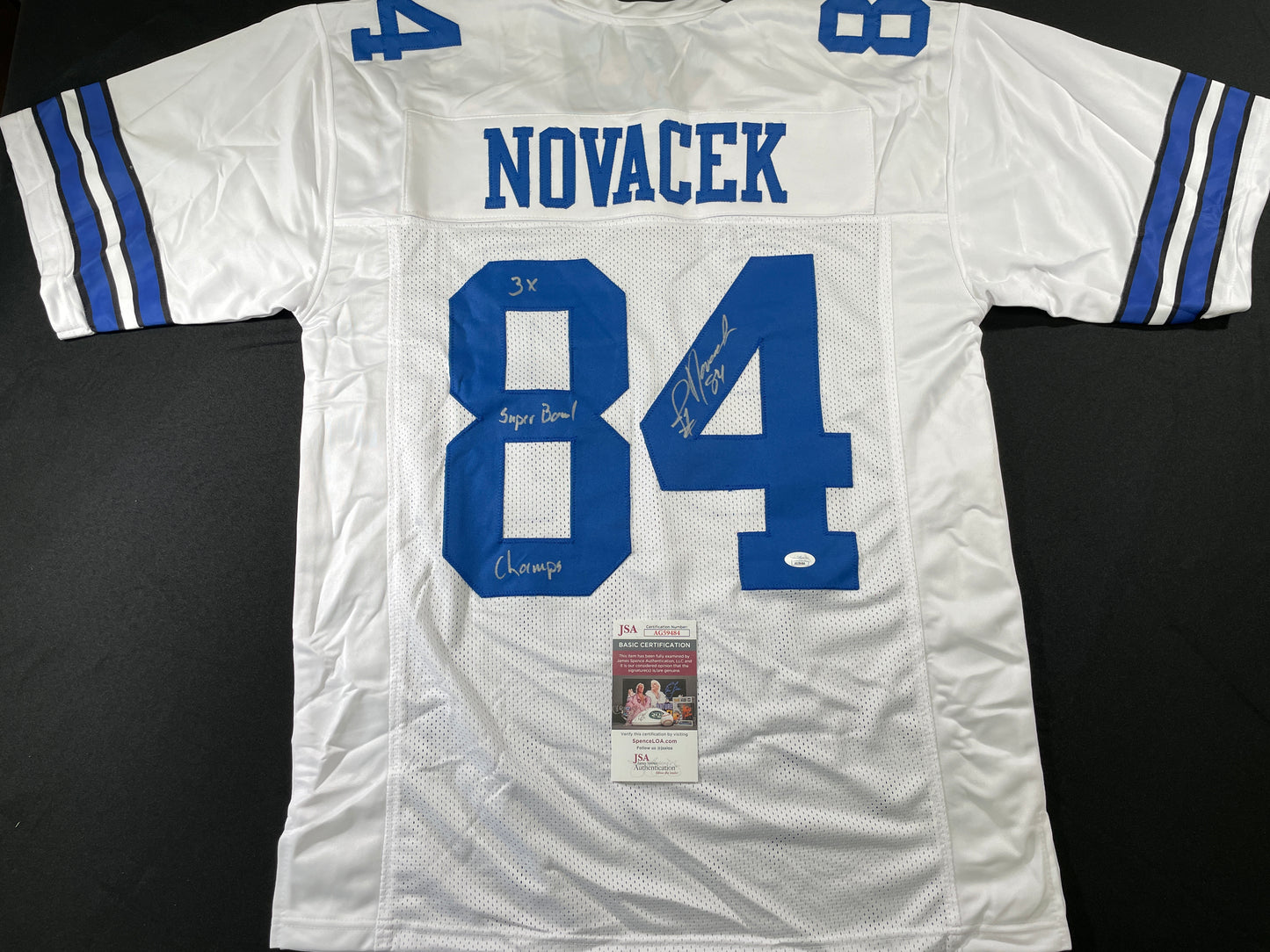 JAY NOVACEK DALLAS COWBOYS SIGNED HOME JERSEY w/INSC Wyoming JSA