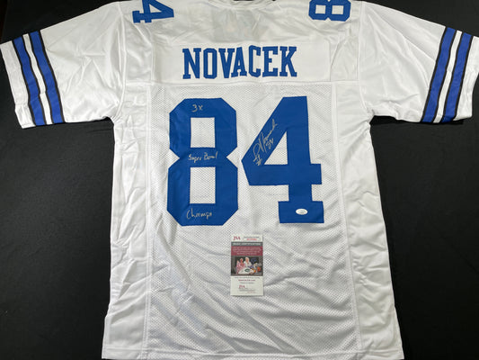 JAY NOVACEK DALLAS COWBOYS SIGNED HOME JERSEY w/INSC Wyoming JSA