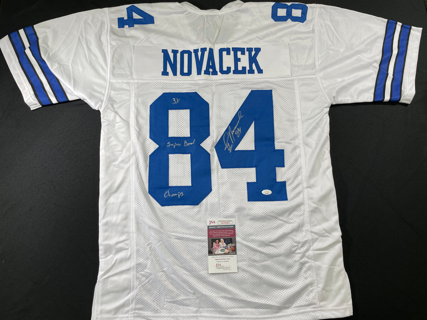 JAY NOVACEK DALLAS COWBOYS SIGNED HOME JERSEY w/INSC Wyoming JSA