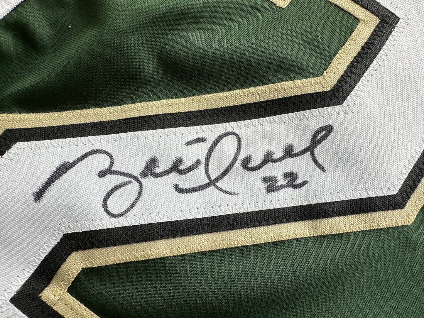 BRETT HULL SIGNED GREEN HOCKEY JERSEY Dallas Stars BAS
