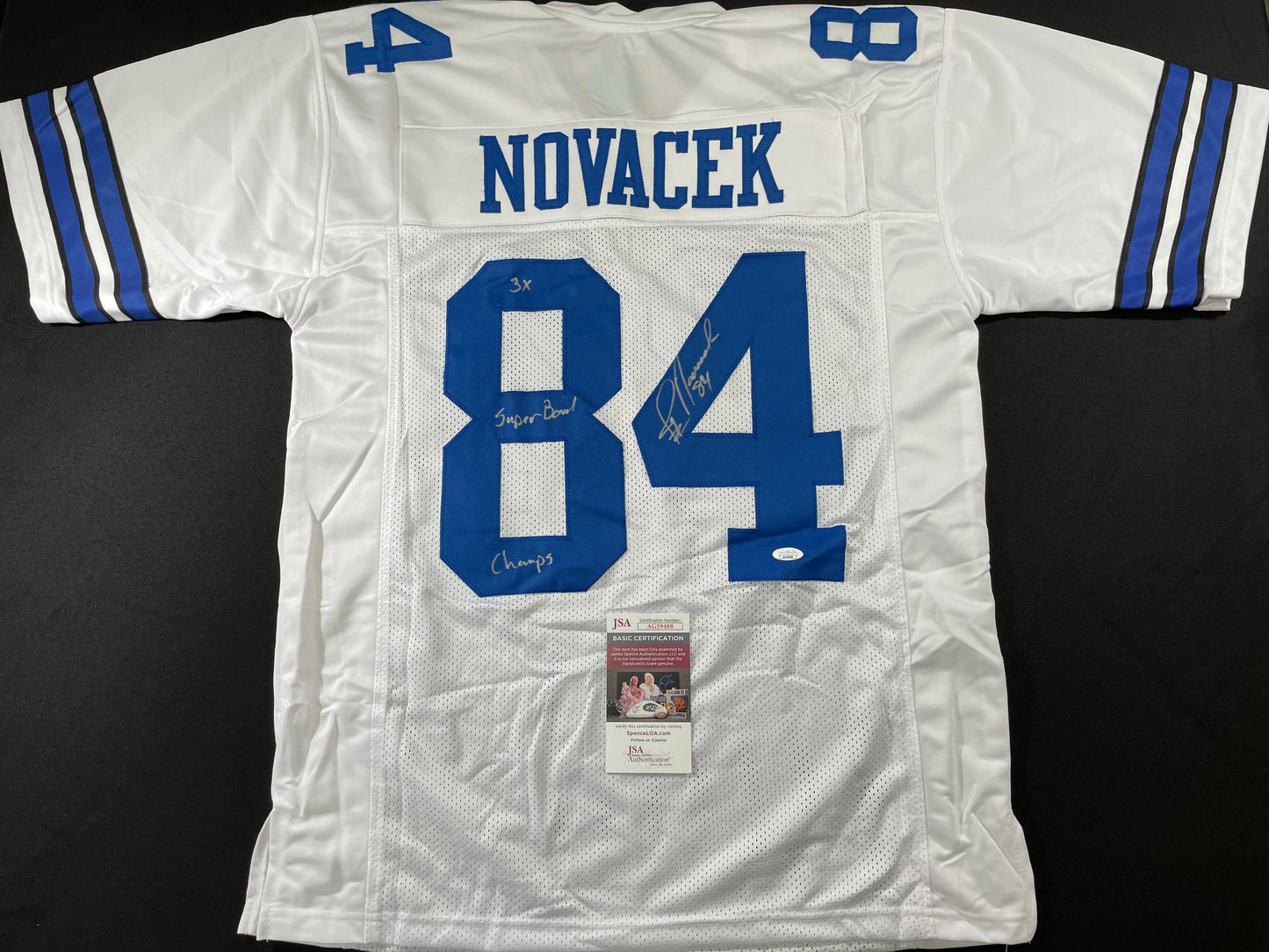 JAY NOVACEK DALLAS COWBOYS SIGNED HOME JERSEY w/INSC Wyoming JSA