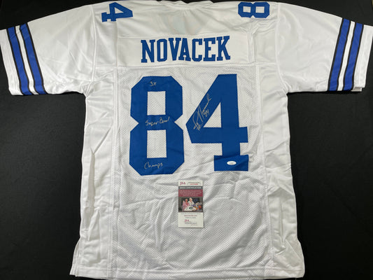 JAY NOVACEK DALLAS COWBOYS SIGNED HOME JERSEY w/INSC Wyoming JSA