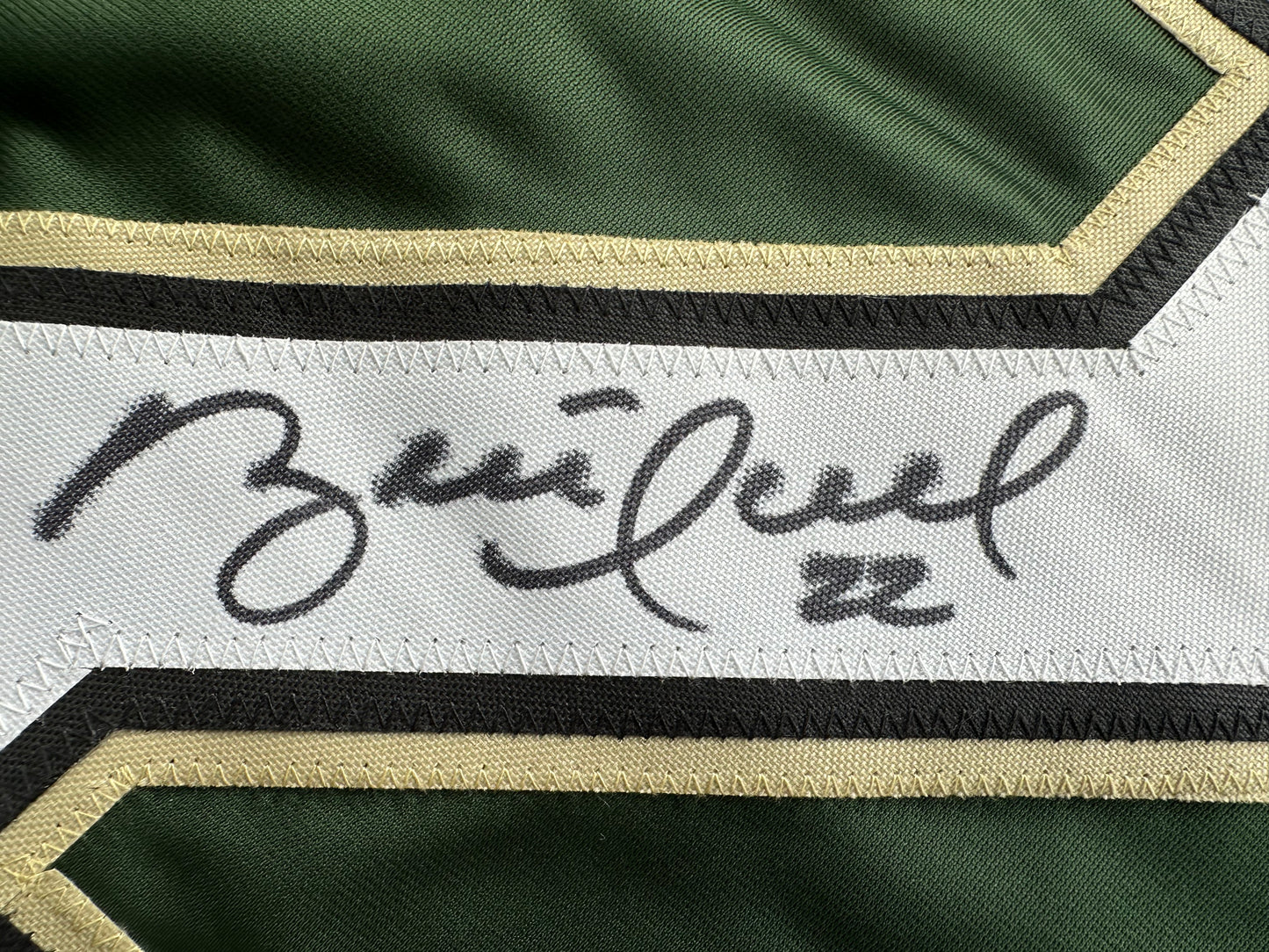 BRETT HULL SIGNED GREEN HOCKEY JERSEY Dallas Stars BAS