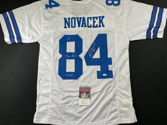 JAY NOVACEK DALLAS COWBOYS SIGNED HOME JERSEY w/INSC Wyoming JSA
