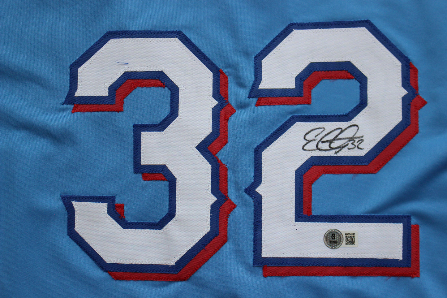 EVAN CARTER TEXAS RANGERS SIGNED ALT LIGHT BLUE JERSET BAS COA