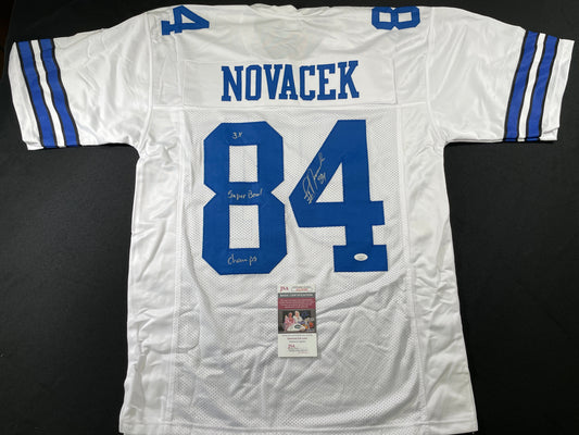 JAY NOVACEK DALLAS COWBOYS SIGNED HOME JERSEY w/INSC Wyoming JSA