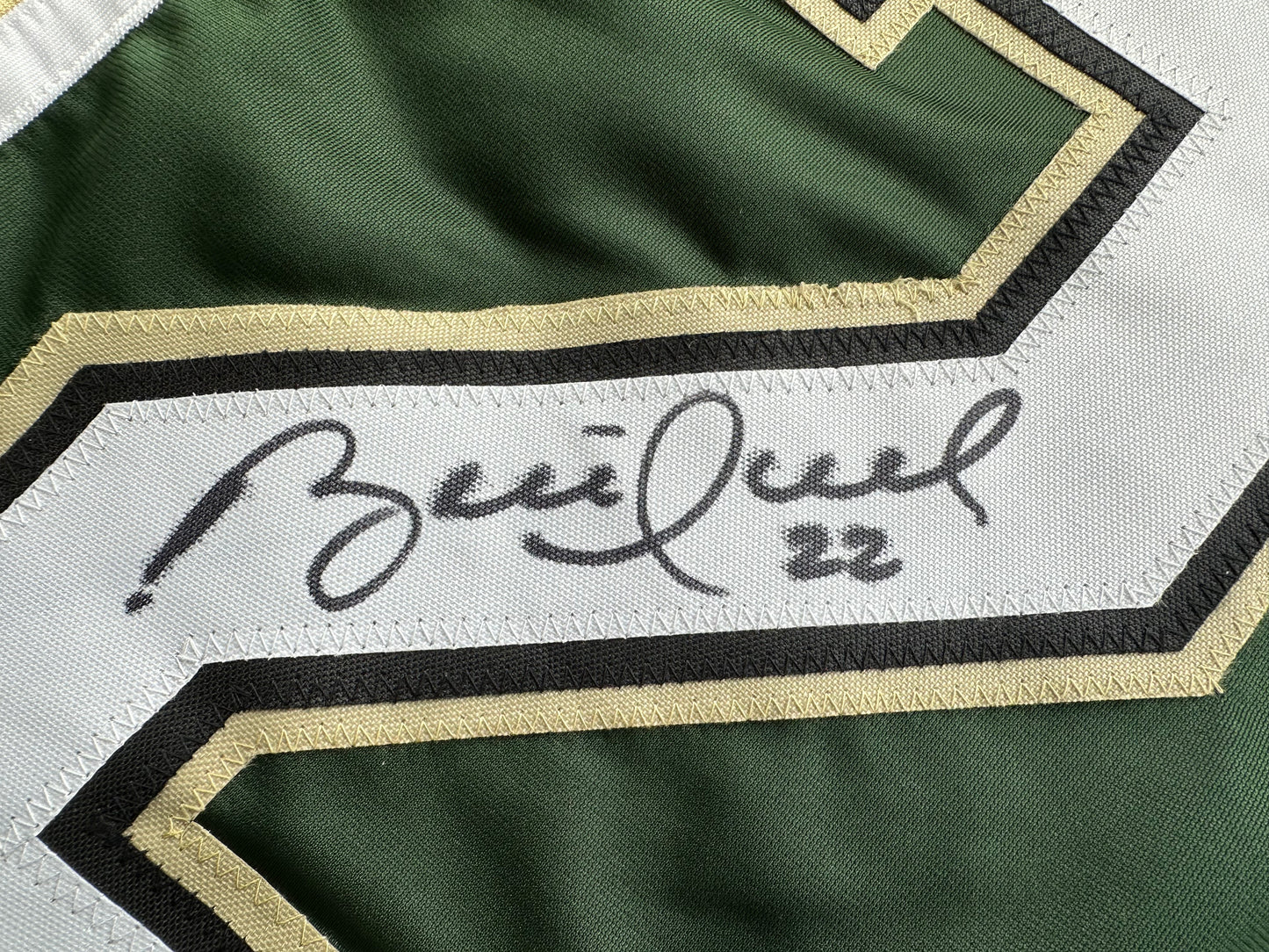 BRETT HULL SIGNED GREEN HOCKEY JERSEY Dallas Stars BAS