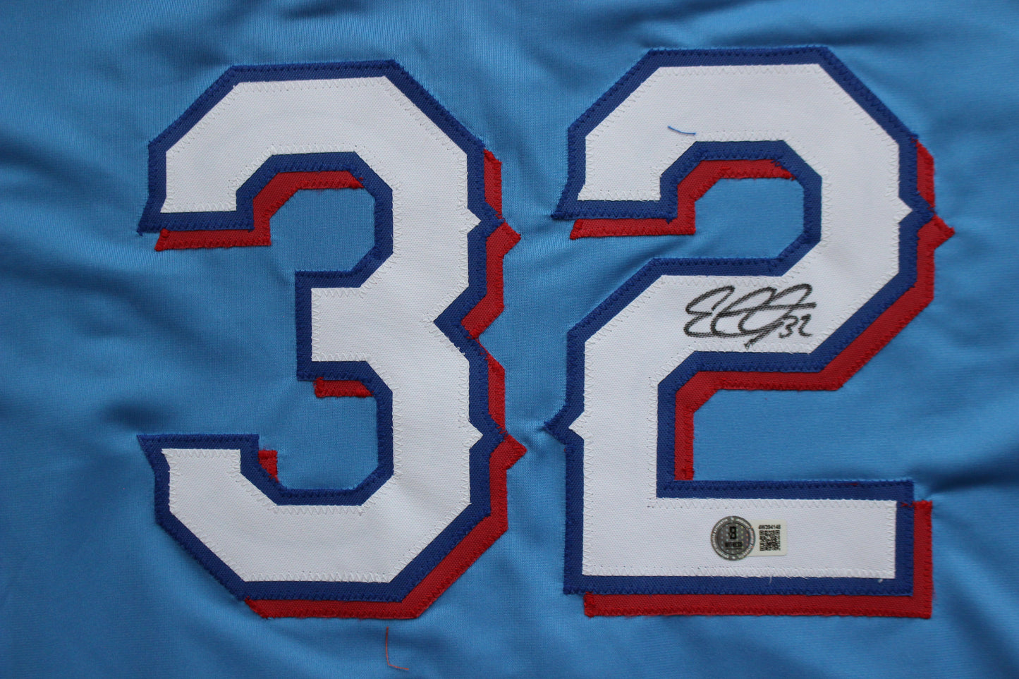EVAN CARTER TEXAS RANGERS SIGNED ALT LIGHT BLUE JERSET BAS COA