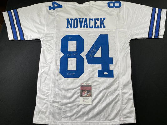JAY NOVACEK DALLAS COWBOYS SIGNED HOME JERSEY w/INSC Wyoming JSA