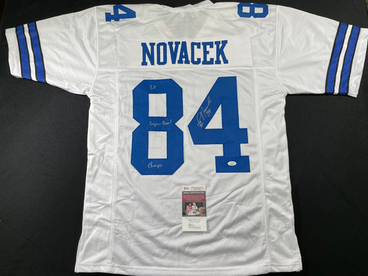 JAY NOVACEK DALLAS COWBOYS SIGNED HOME JERSEY w/INSC Wyoming JSA