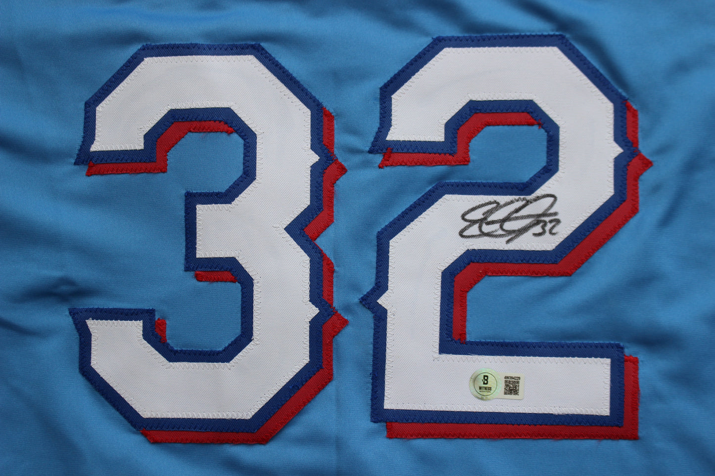 EVAN CARTER TEXAS RANGERS SIGNED ALT LIGHT BLUE JERSET BAS COA