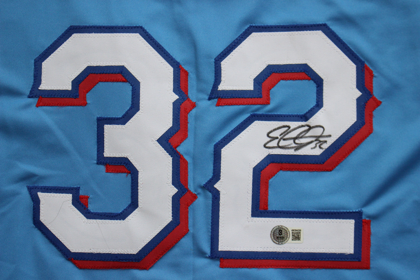 EVAN CARTER TEXAS RANGERS SIGNED ALT LIGHT BLUE JERSET BAS COA