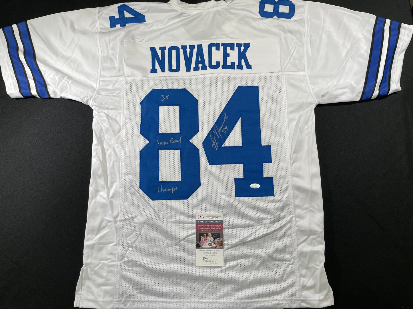 JAY NOVACEK DALLAS COWBOYS SIGNED HOME JERSEY w/INSC Wyoming JSA