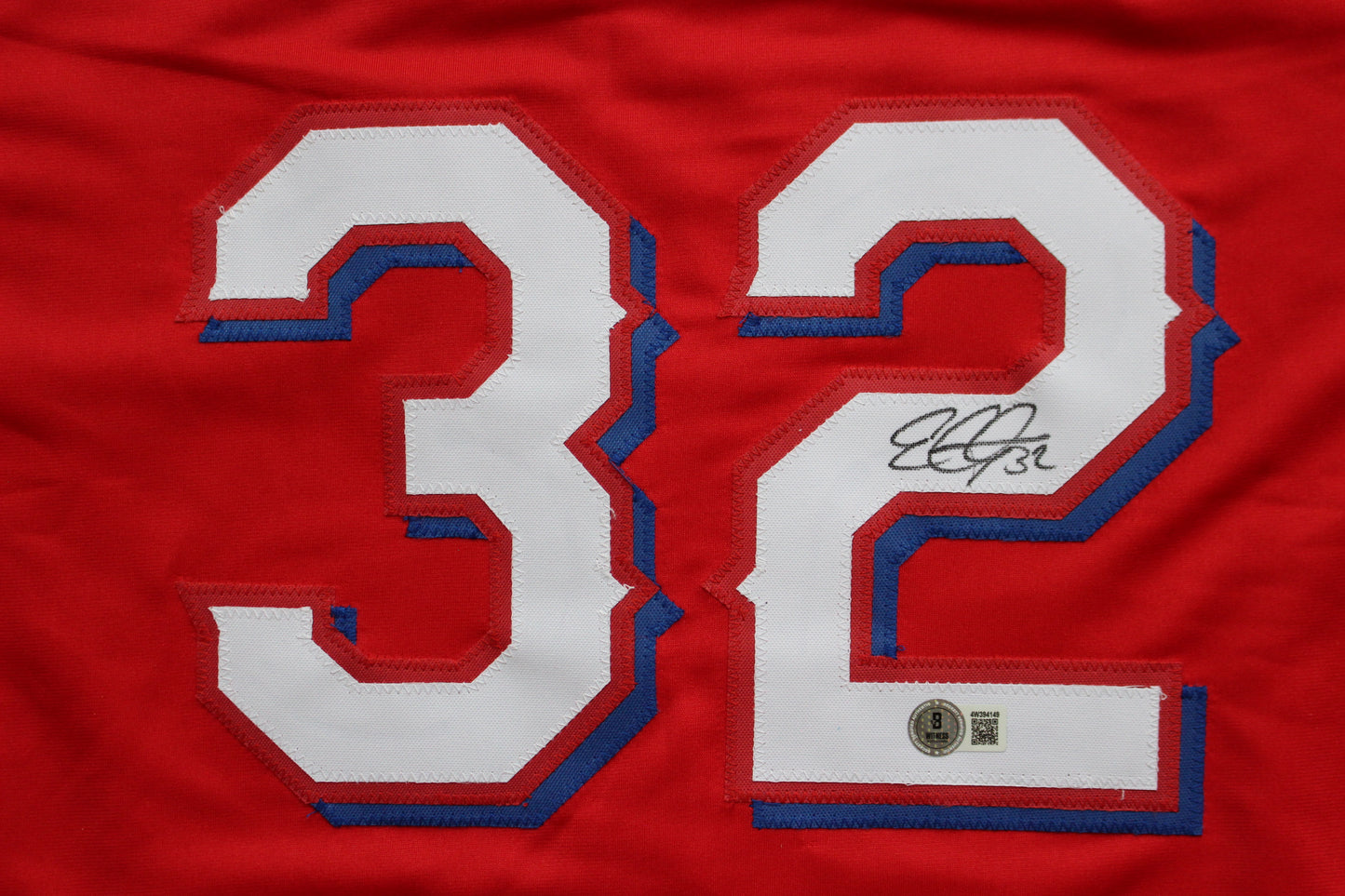 EVAN CARTER TEXAS RANGERS SIGNED RED JERSEY BAS COA