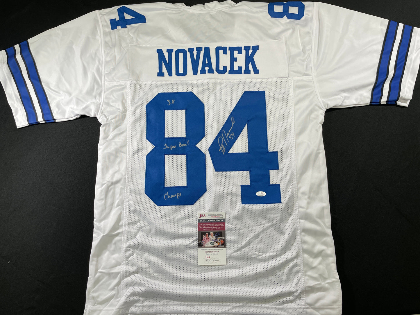 JAY NOVACEK DALLAS COWBOYS SIGNED HOME JERSEY w/INSC Wyoming JSA
