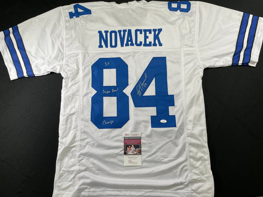 JAY NOVACEK DALLAS COWBOYS SIGNED HOME JERSEY w/INSC Wyoming JSA