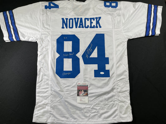 JAY NOVACEK DALLAS COWBOYS SIGNED HOME JERSEY w/INSC Wyoming JSA