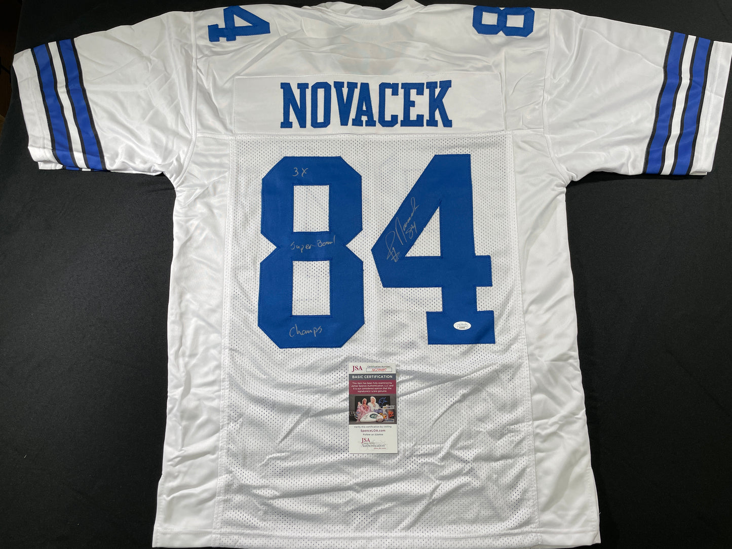JAY NOVACEK DALLAS COWBOYS SIGNED HOME JERSEY w/INSC Wyoming JSA