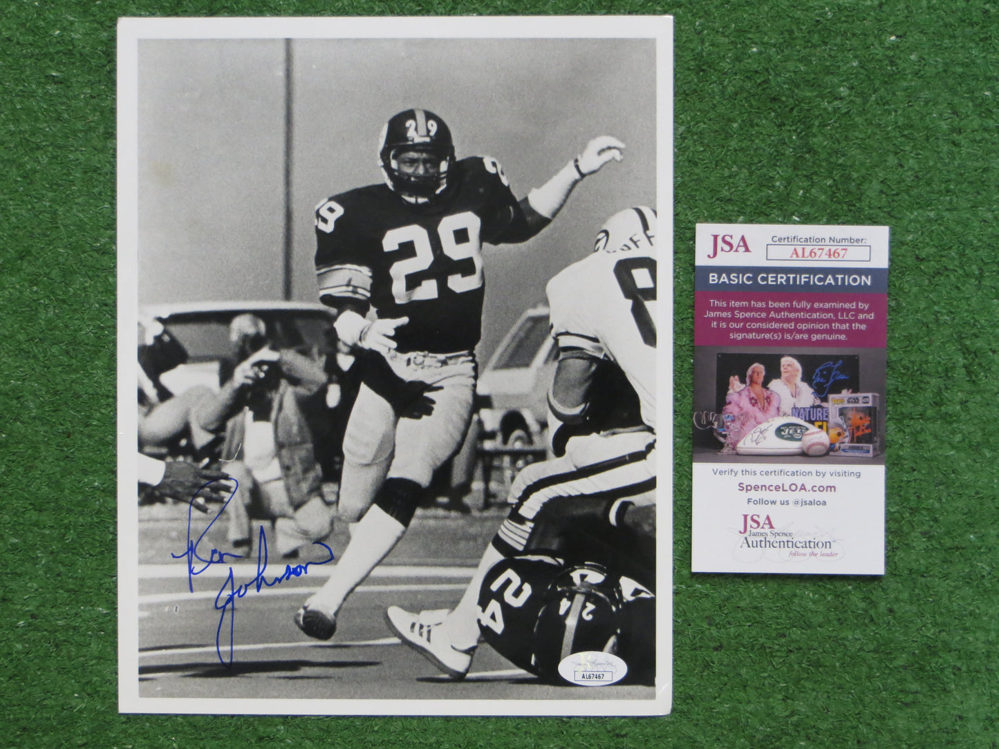 RON JOHNSON PITTSBURGH STEELERS SIGNED PHOTO JSA COA