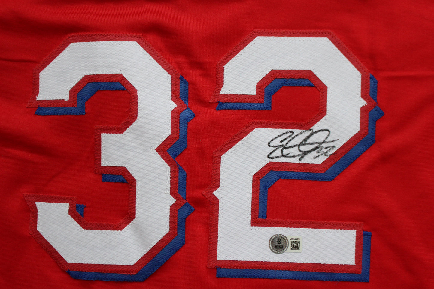 EVAN CARTER TEXAS RANGERS SIGNED RED JERSEY BAS COA