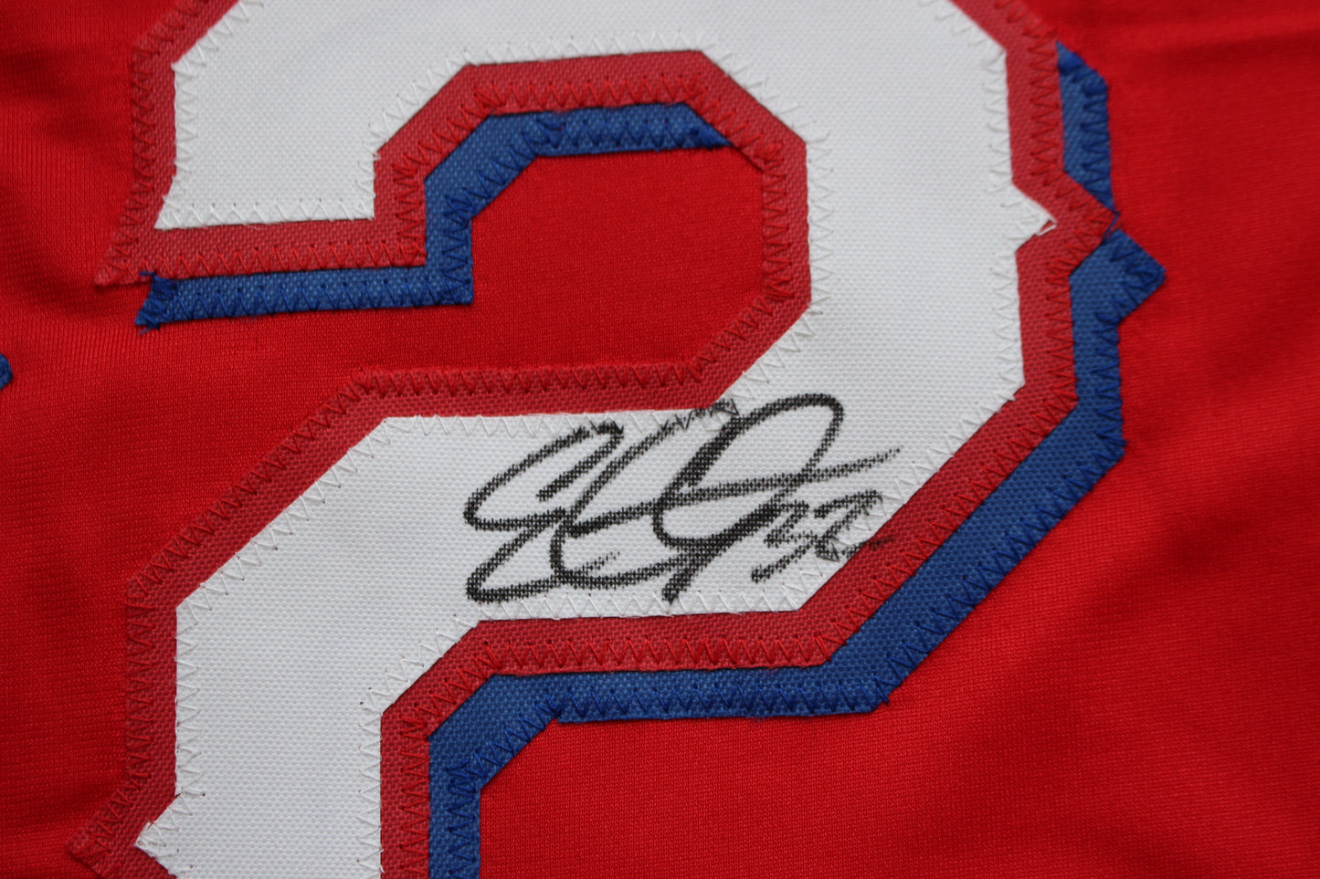 EVAN CARTER TEXAS RANGERS SIGNED RED JERSEY BAS COA
