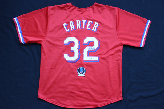 EVAN CARTER TEXAS RANGERS SIGNED RED JERSEY BAS COA