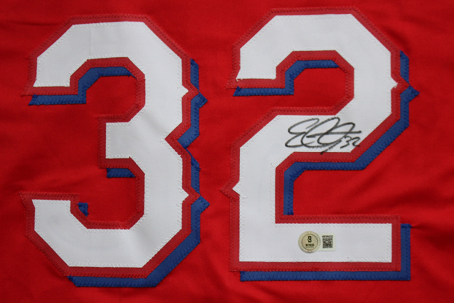 EVAN CARTER TEXAS RANGERS SIGNED RED JERSEY BAS COA