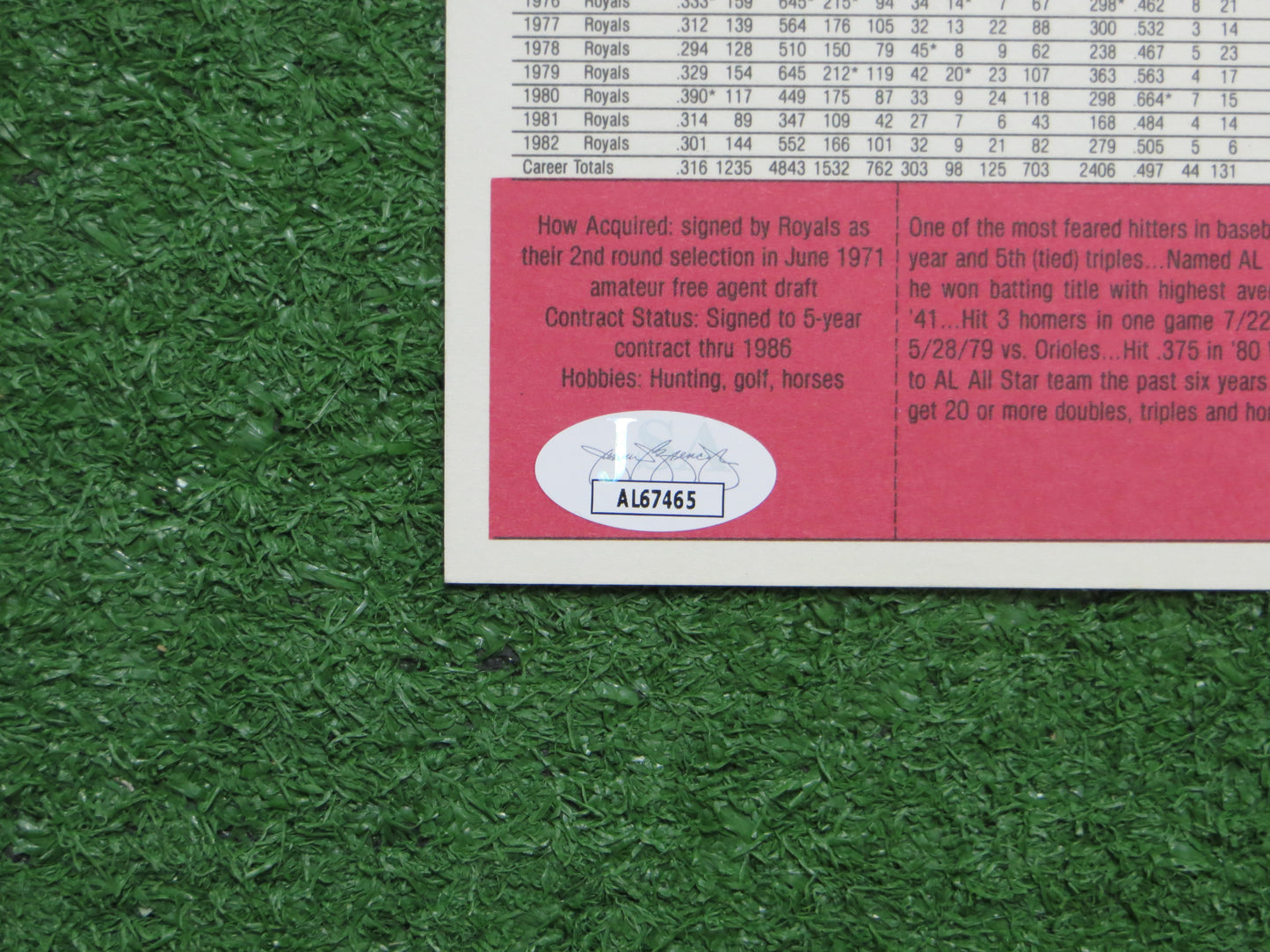 GEORGE BRETT SIGNED 1983 DONRUSS JUMBO CARD Kansas City Royals JSA COA