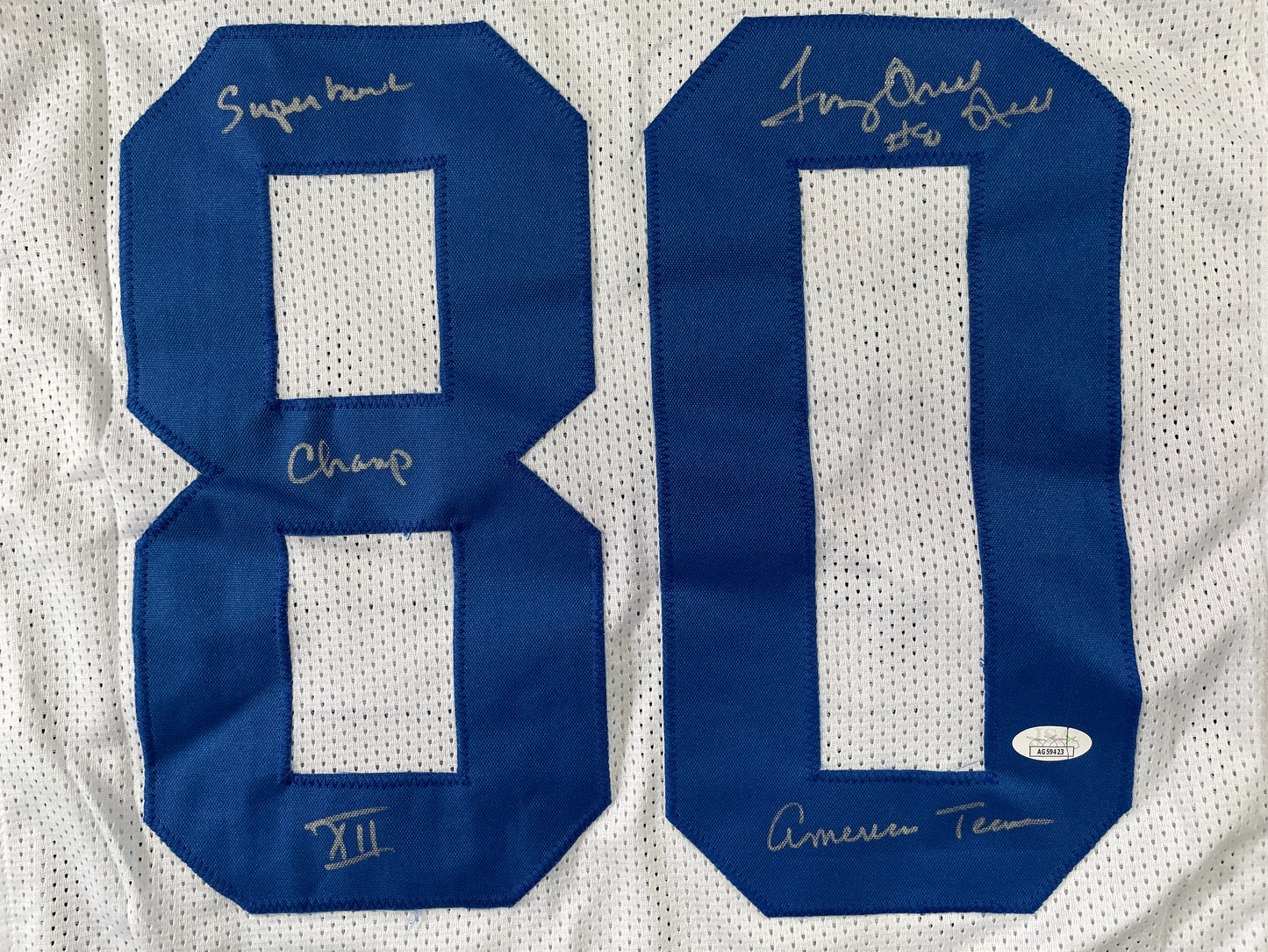 TONY HILL DALLAS COWBOYS SIGNED WHITE JERSEY w/SB Champ XII JSA COA