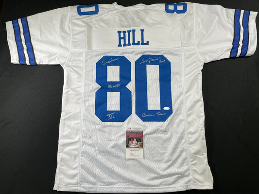 TONY HILL DALLAS COWBOYS SIGNED WHITE JERSEY w/SB Champ XII JSA COA
