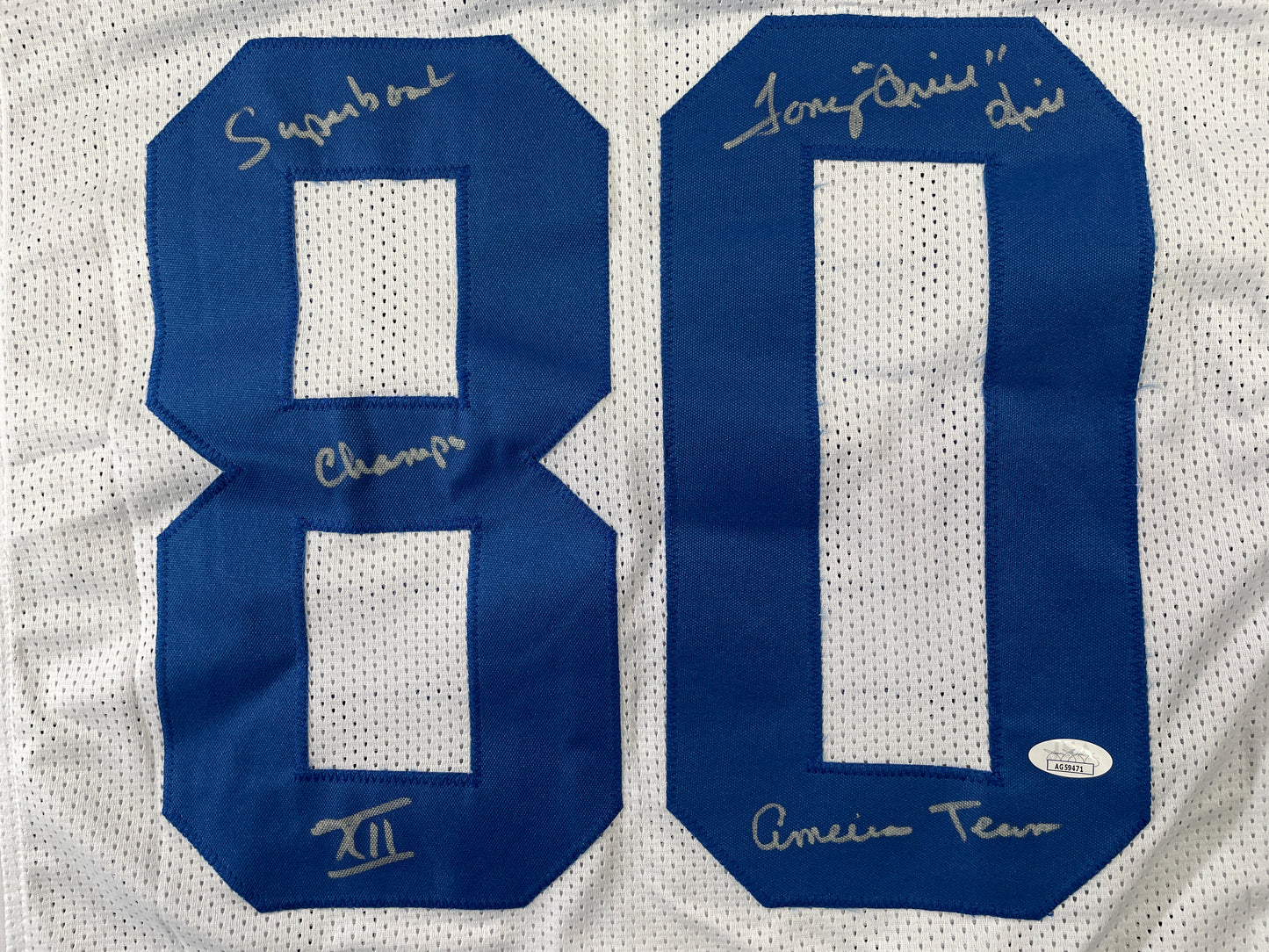 TONY HILL DALLAS COWBOYS SIGNED WHITE JERSEY w/SB Champ XII JSA COA