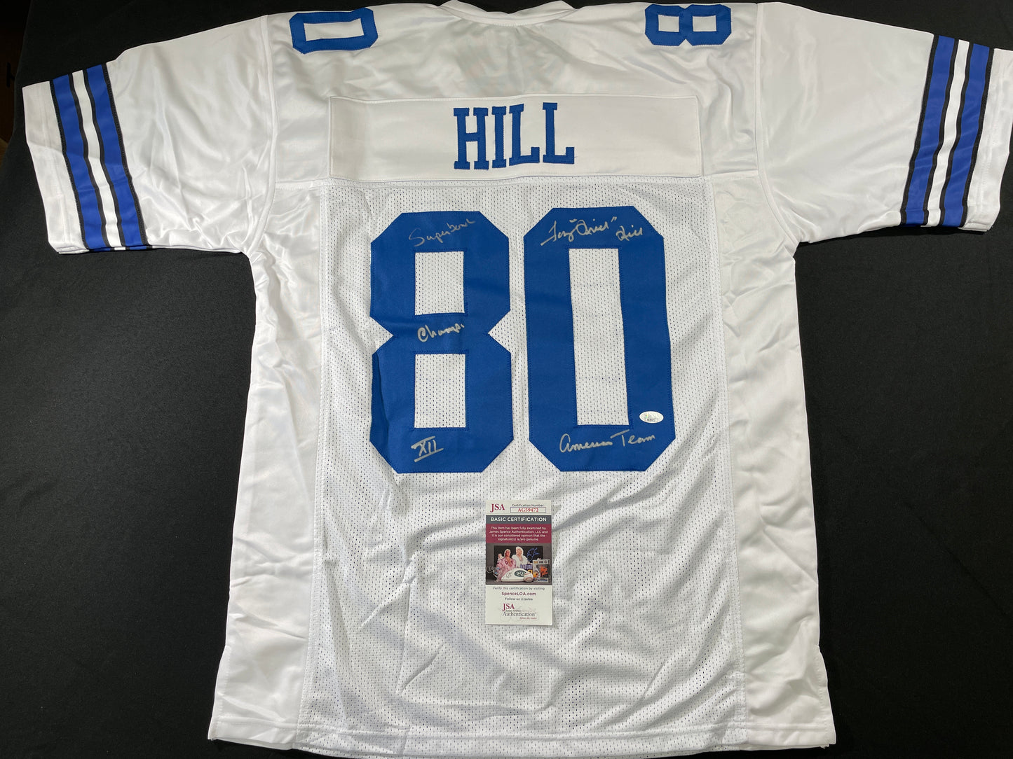 TONY HILL DALLAS COWBOYS SIGNED WHITE JERSEY w/SB Champ XII JSA COA