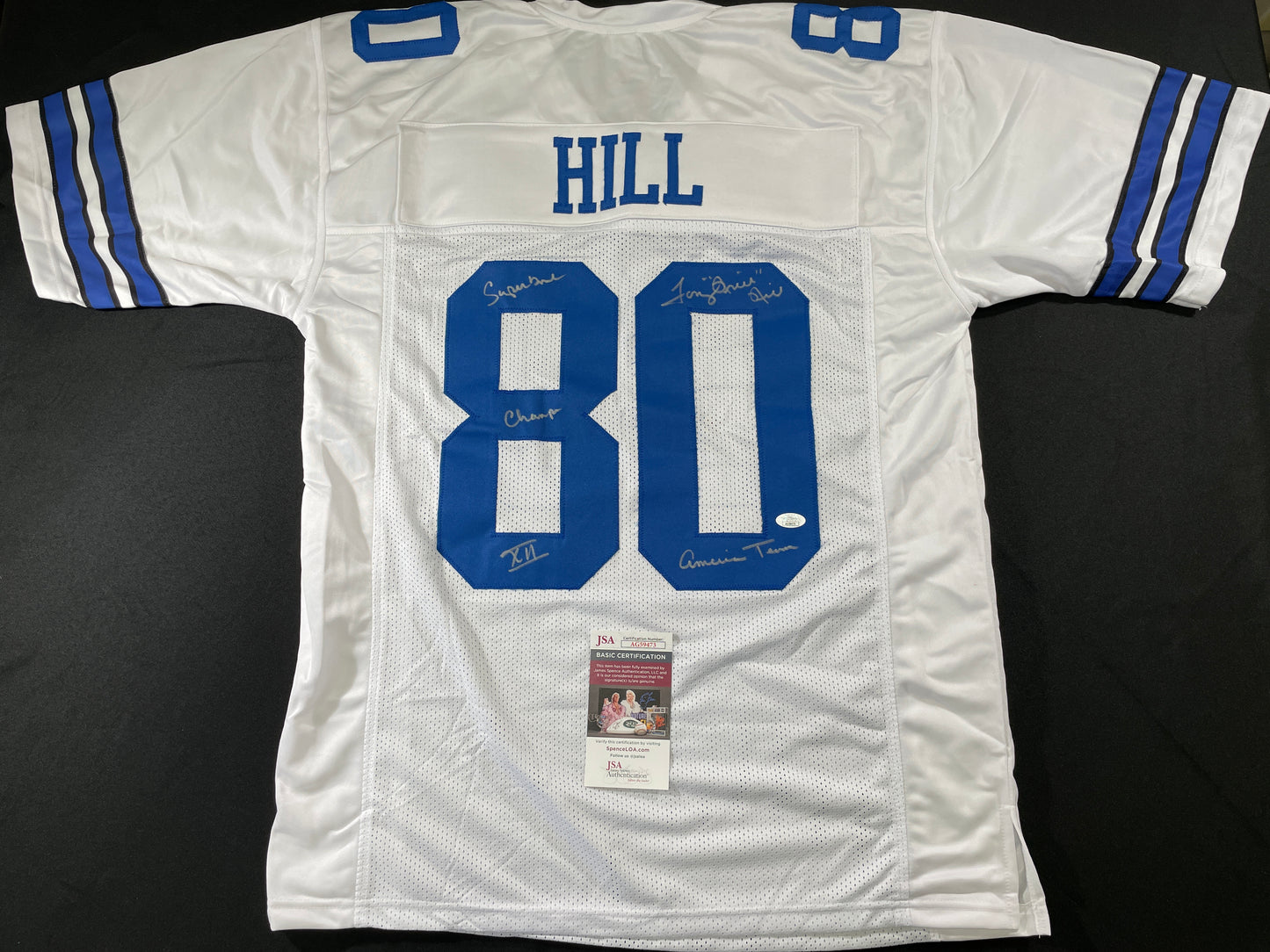 TONY HILL DALLAS COWBOYS SIGNED WHITE JERSEY w/SB Champ XII JSA COA
