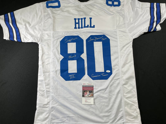 TONY HILL DALLAS COWBOYS SIGNED WHITE JERSEY w/SB Champ XII JSA COA