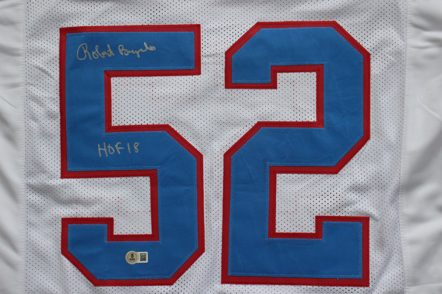 ROBERT BRAZILE HOUSTON OILERS SIGNED HOME FOOTBALL JERSEY w/HOF 18 BAS