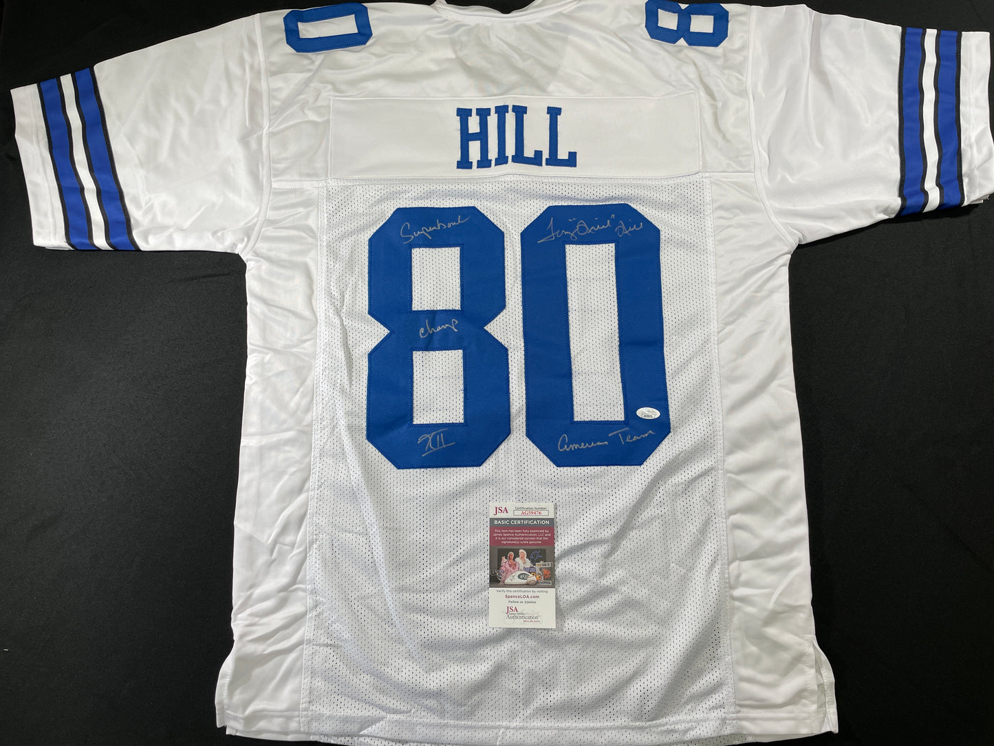 TONY HILL DALLAS COWBOYS SIGNED WHITE JERSEY w/SB Champ XII JSA COA