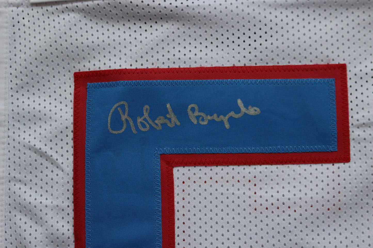 ROBERT BRAZILE HOUSTON OILERS SIGNED HOME FOOTBALL JERSEY w/HOF 18 BAS