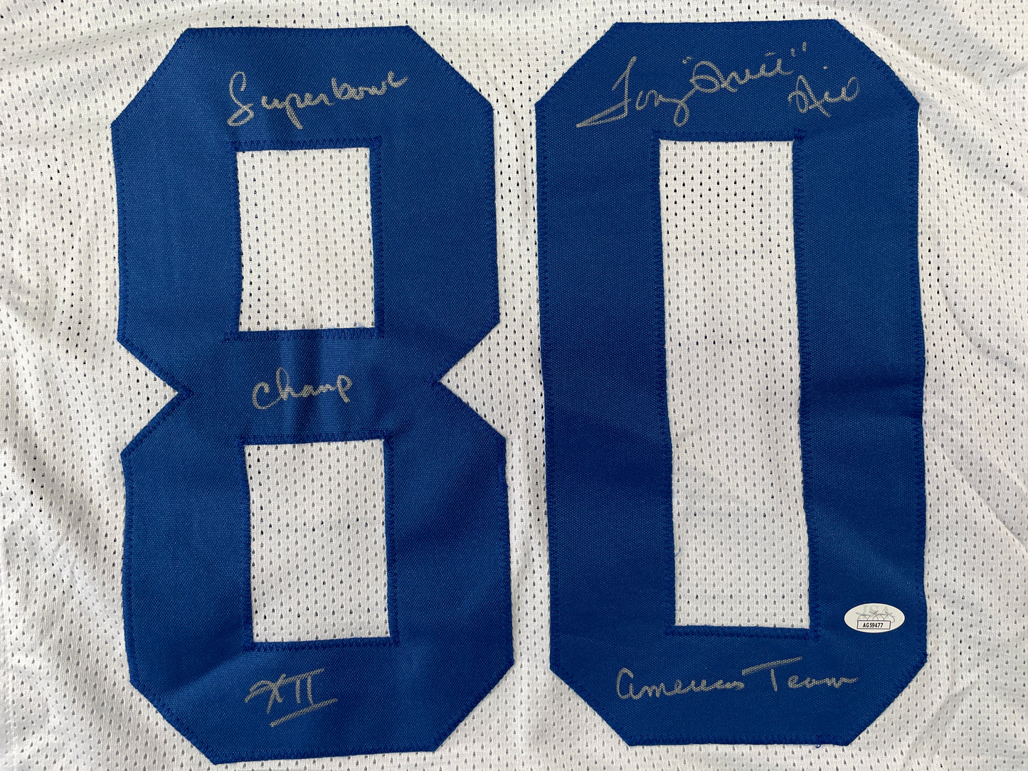 TONY HILL DALLAS COWBOYS SIGNED WHITE JERSEY w/SB Champ XII JSA COA