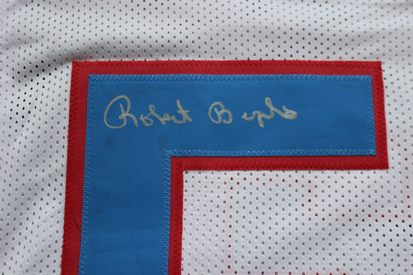 ROBERT BRAZILE HOUSTON OILERS SIGNED HOME FOOTBALL JERSEY w/HOF 18 BAS